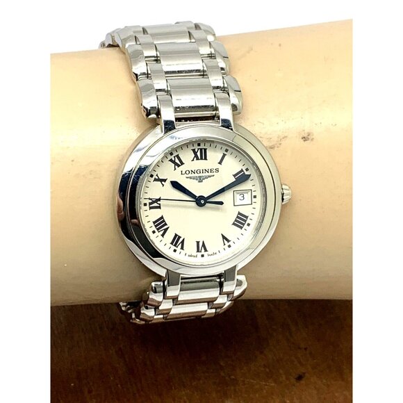 Longines Women's Watch L81124716 PrimaLuna Swiss Quartz Silver Roman Dial 30mm - Picture 11 of 14